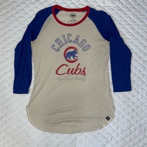 Chicago Cubs Women's Small '47 Retro 3/4 Sleeve Raglan Fishtail T-Shirt
